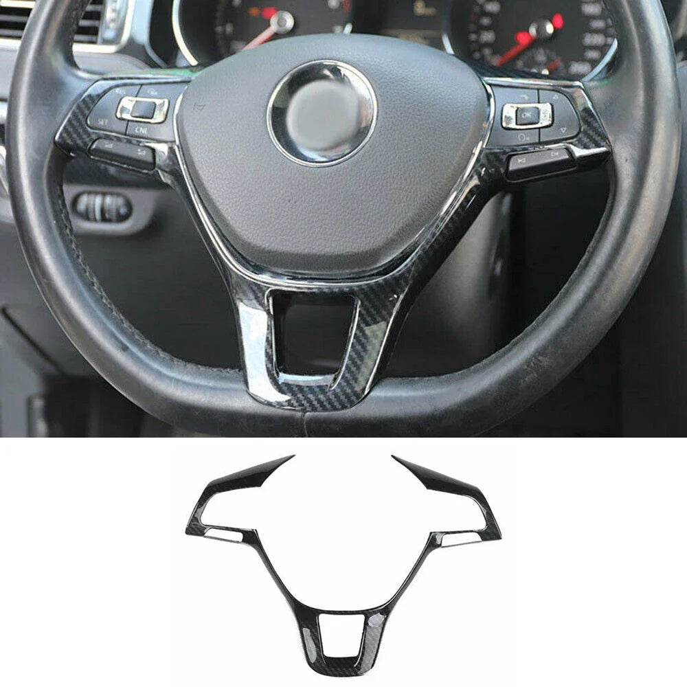 For Volkswagen VW Jetta MK6 2015 2016 2017 2018 Carbon Fiber Look ABS Car Interior Steering Wheel Frame Trim Cover Decoration Quake Type B