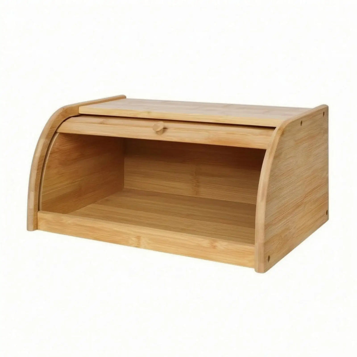 Bamboo Bread Bin with Slatted Roll Front Door for Kitchen Pastry Snack Storage Holder Quake