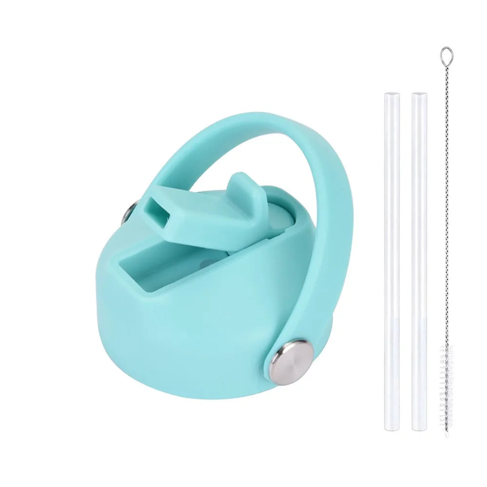 PP Plastic Cup Lid Splash Spill Proof With Big Handle Vacuum Bottle Replacement Lid Wide Mouth Bottle Cover Quake 11