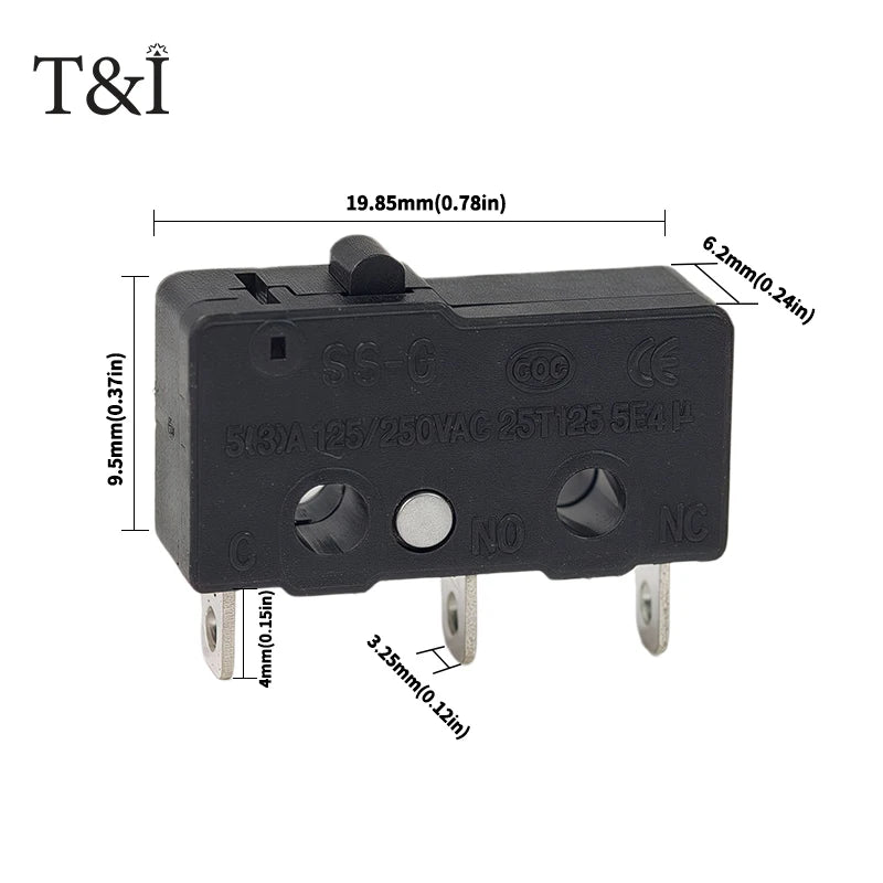 SS-5GL Limit Switch 2 3 Pin NO NC SPDT Push Button Straight Lever Roller Arm Snap Action Microswitch for Appliance 5 10 20 50PCS Quake