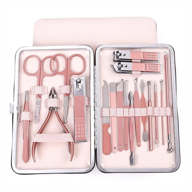 12Pcs/Box Rose Gold Stainless Steel Nail Clipper Set Nails Scissors Dead Skin Pliers Pedicure Knife Manicure Tool Quake