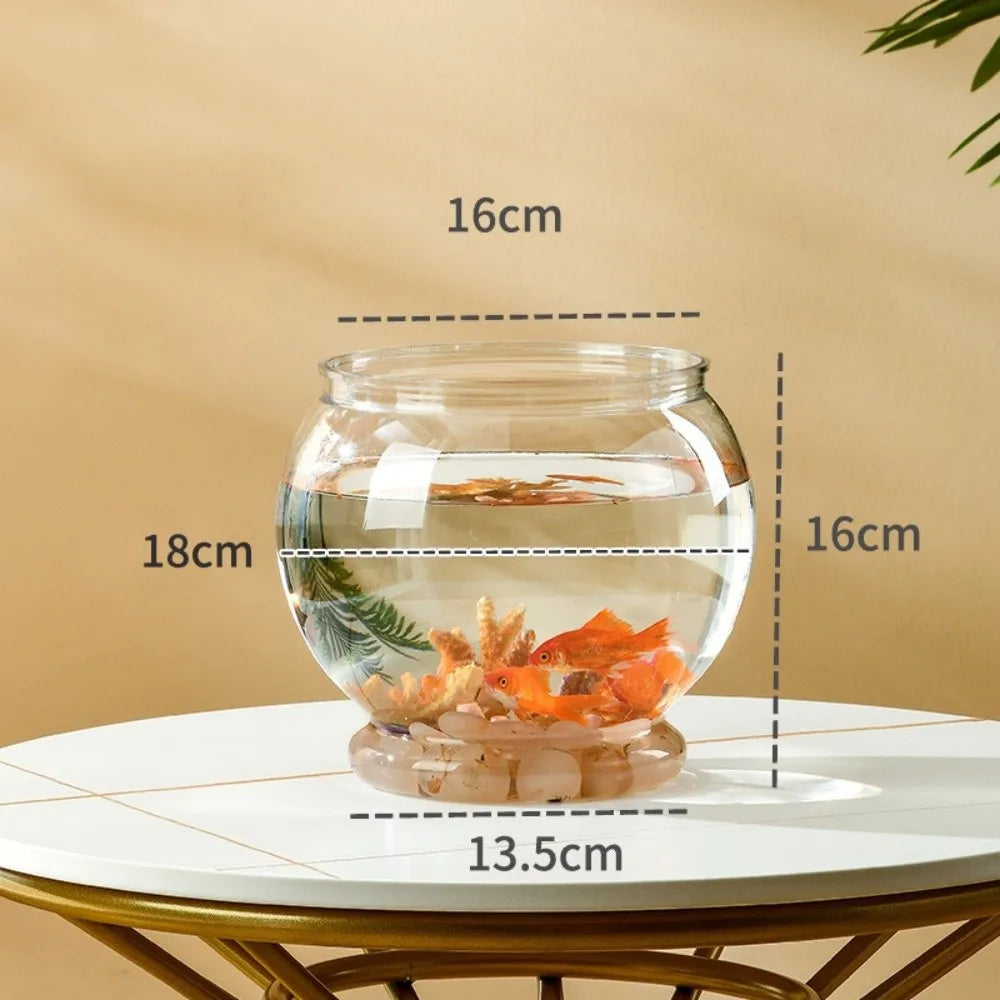 New Transparent Fish Tank Round Unbreakable Aquarium Plastic Lightweight Small Fish Bowl Home Decor Quake D