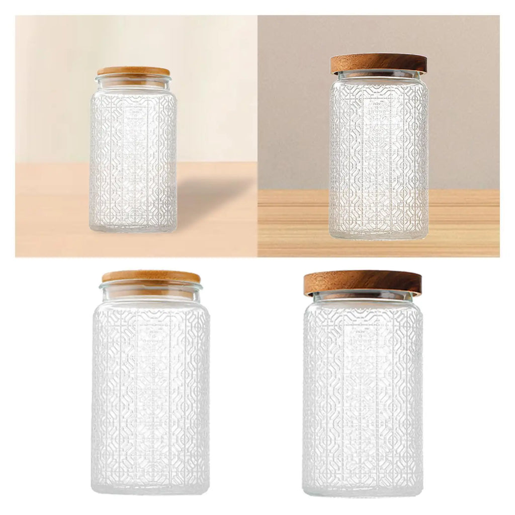 Airtight Canister 1L Tea Canister Pantry Kitchen with Lid Clear Pantry Canister for Candy Dry Goods Sugar Coffee Beans Snacks Quake
