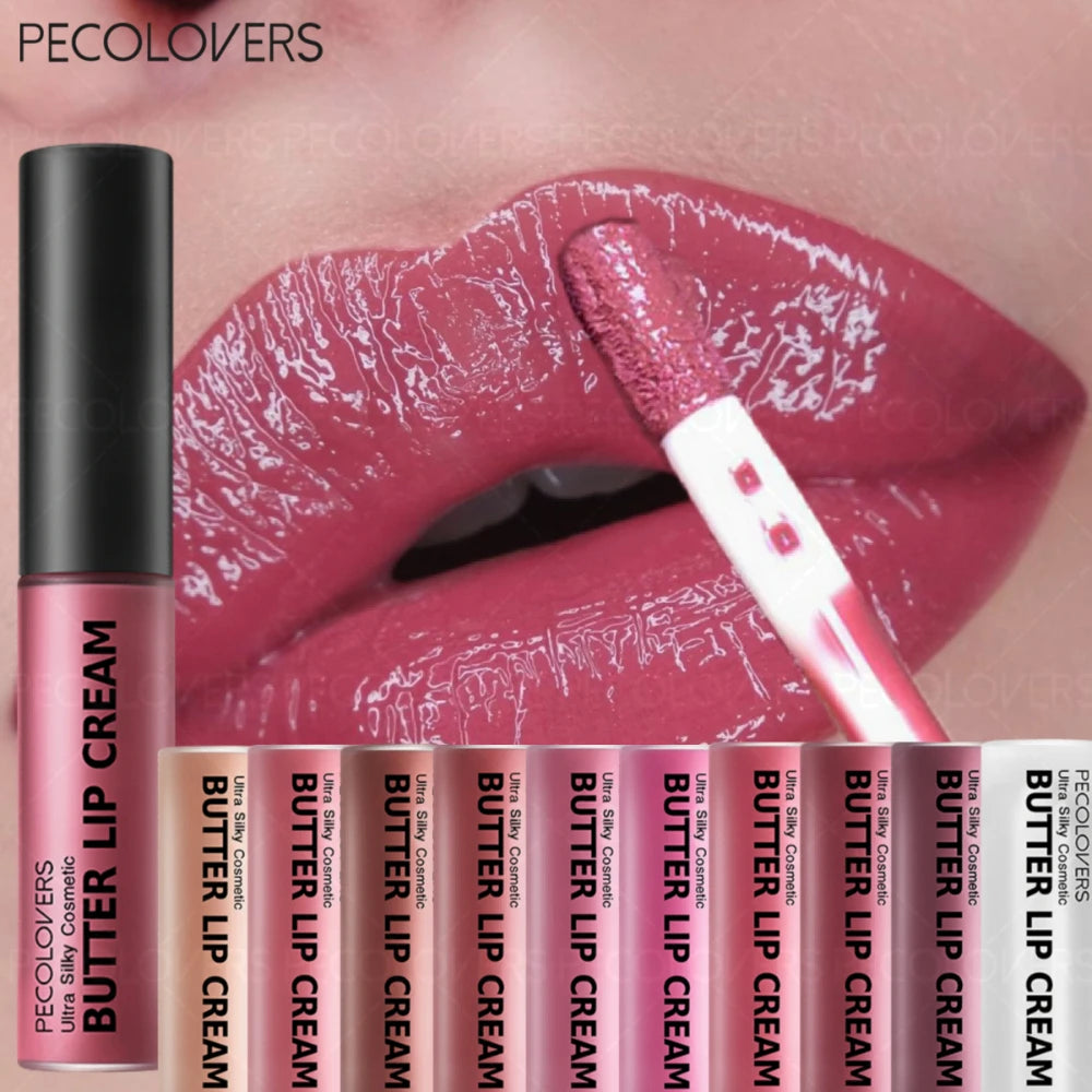 10 Pcs/SET Buttery Lip Gloss, Silky Moisturizing and Hydrating Lip, High Color Rendering, Suitable for Various Makeup Looks Quake