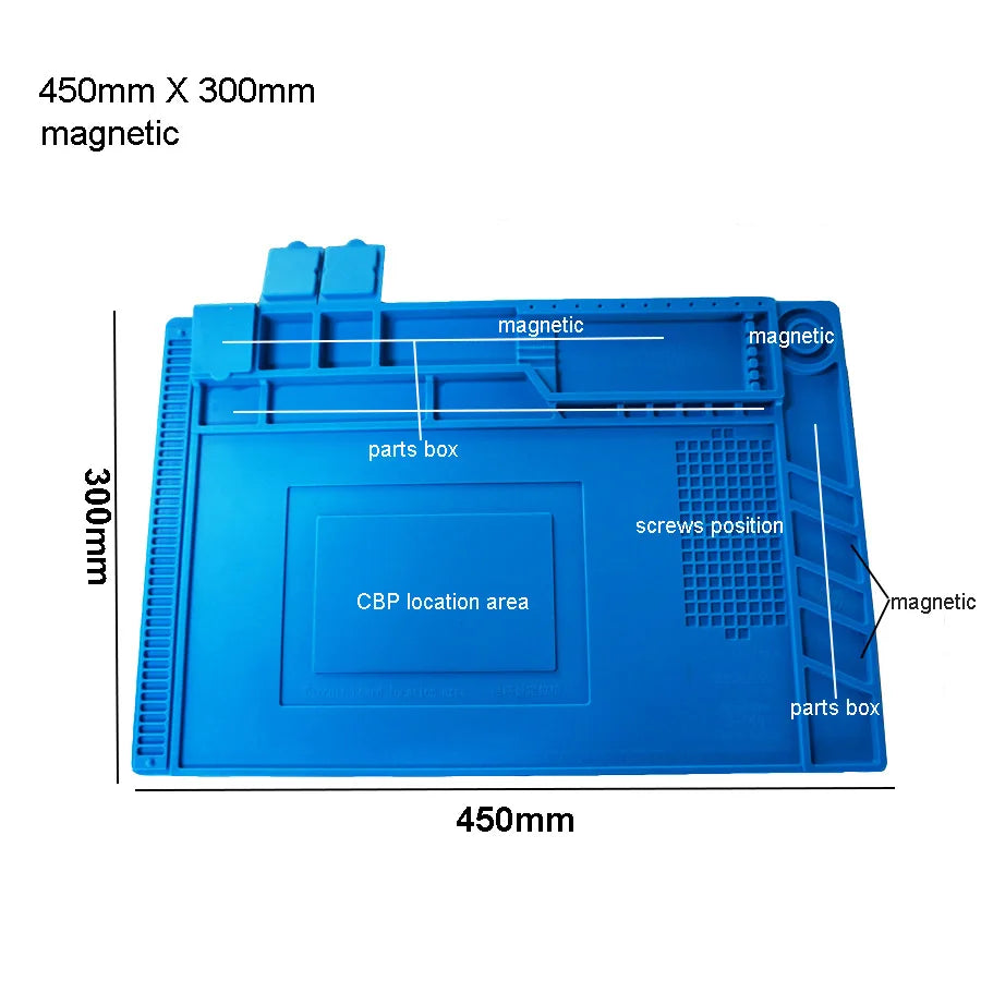 ESD Heat Insulation Working mat Soldering Station Iron Phone Computer Repair Mat Magnetic Heat-resistant BGA Insulator Platform Quake 45cmX30cm magnetic Russian Federation