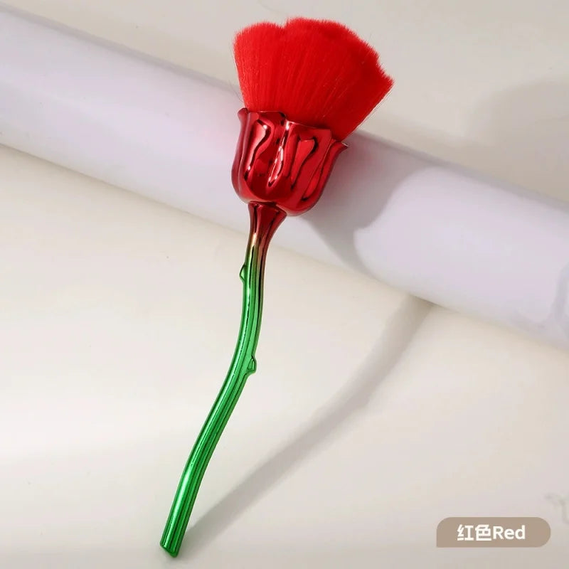 Rose Flower Shape Makeup Brush Round Makeup Loose Powder Brushes Manicure Nail Polishing Dust Removal Brush Beauty Make Up Tools Quake Red
