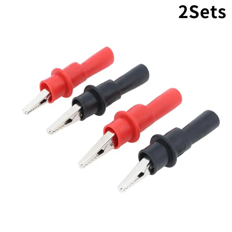 4Pcs Multimeter Test Probe Alligator Clip Insulated Metal Alligator Clamp For Circuit Testing Measurement Maintenance Quake 2Sets