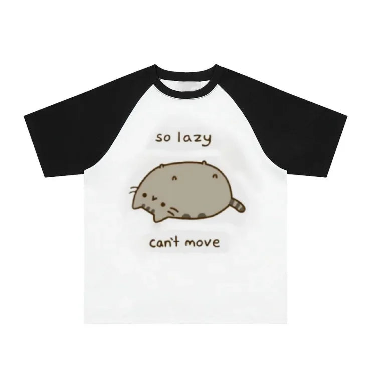 Japanese Fairy Polka Dots T Shirt Women Y2K Aesthetic Kawaii Cartoon Casual Tops Autumn Sweet Harajuku Grunge Loose Tees Quake black short sleeve L