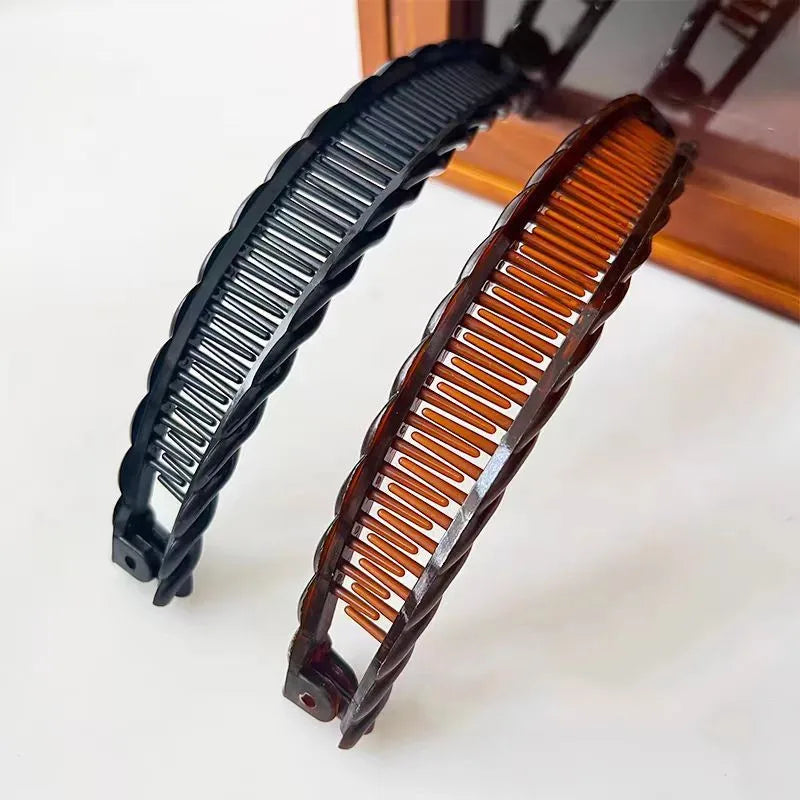 Women Solid Color Banana Hair Clip for Girls Vintage Wave Comb Hairpin Hair Braids Style Tool Fashion Practical Hair Accessories Quake
