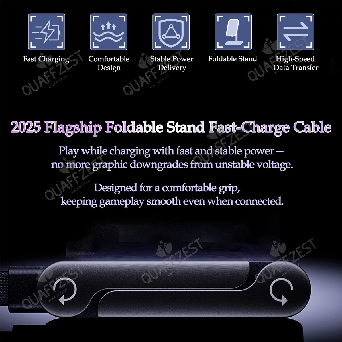 2-in-1 240W Fast Charging Foldable Phone Holder Data Cable Fast Charging Cable Phone Tablet Foldable Holder Quake