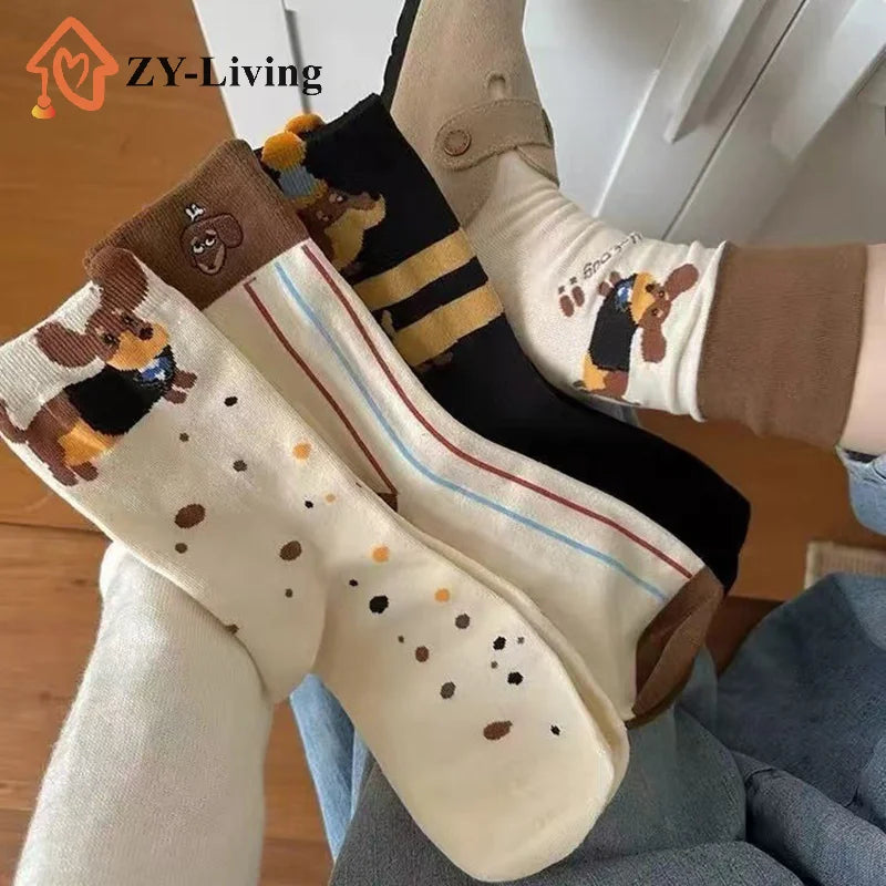 1Pair Funny Dachshund Animal Cotton Socks Sausage Dog Cartoon Print Socks Cute Couple Sock Quake