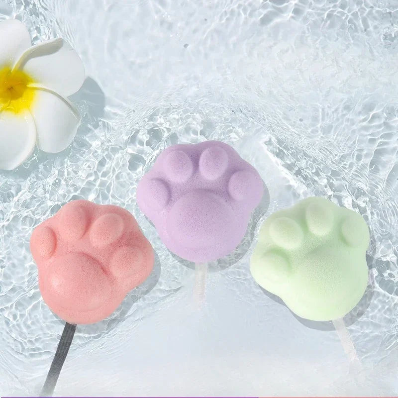 Cat Paw Shaped Shower Balls Scrubbing Dead Skin Remover Women Men Children Bath Sponge Bath PE Cartoon Body Washing Tools Quake