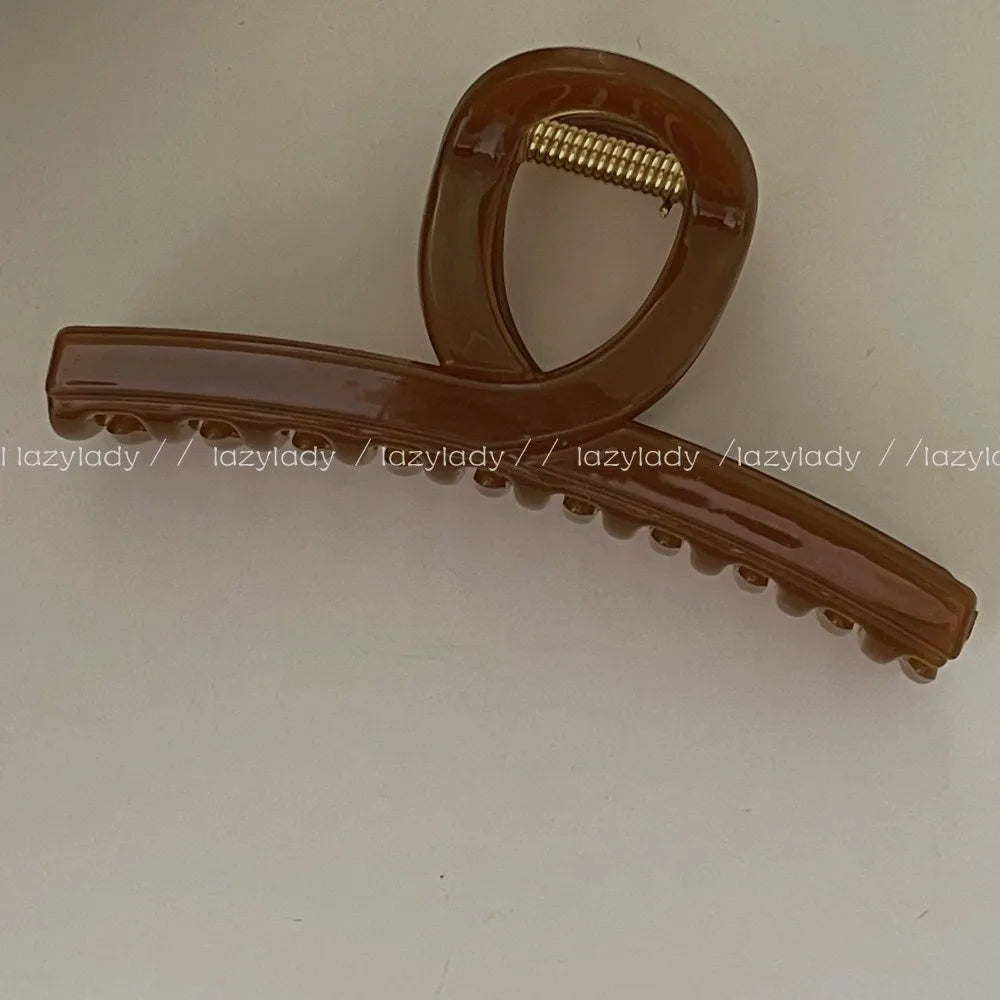 Vintage Shark Clip Elegant French Disc Hairpin Grab Clip Large Girls Women Headwear Hair Styling Tools Accessories Quake 3 caramel