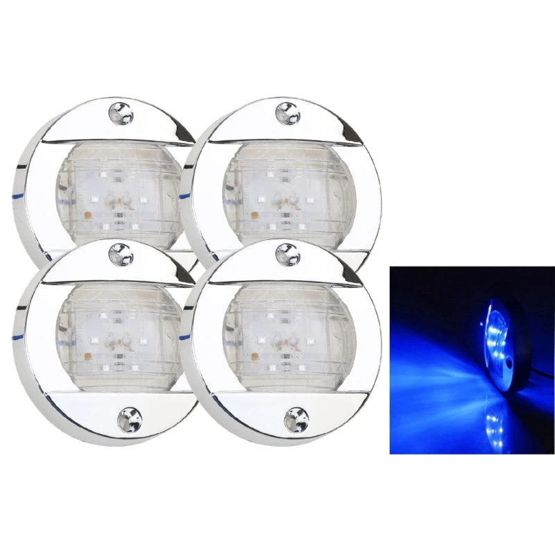 12V Round Marine Boats LED Light Interior Deck Transom Mount Lamp Courtesy Light Stern Navigation Signal For Kayak Yacht Quake