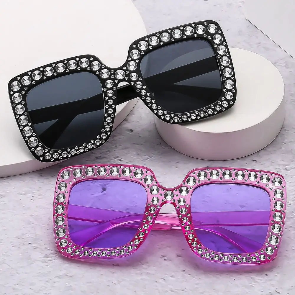 Bling Crystal Sunglasses for Kids Fashion Rhinestone Square Sun Glasses Children Trendy Retro Sparkling Shades UV400 Eyewear Quake