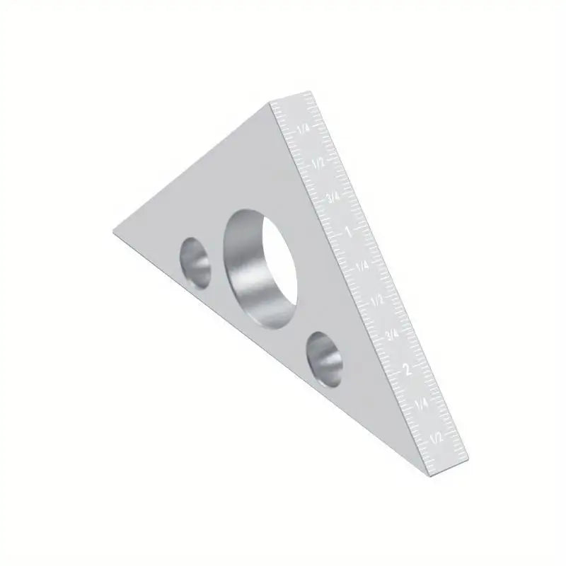 Aluminum Ruler 45/90 Degree Frosted Right Angle Gauge Triangle Ruler With Both Imperial And Metric Scales For DIY Wood Projects Quake Silver