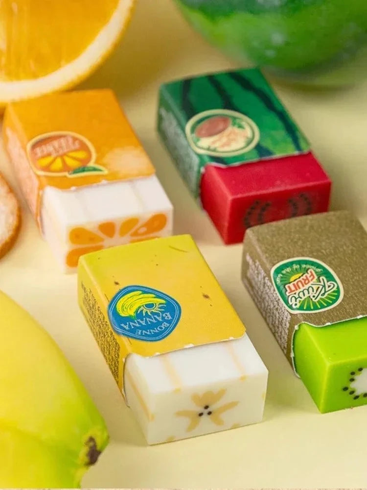 Japan Fruit Eraser Cute Watermelon Banana Kiwi Orange Kawaii Stationery Pomelo Durian Dragon Fruit Bamboo Vegetable Quake