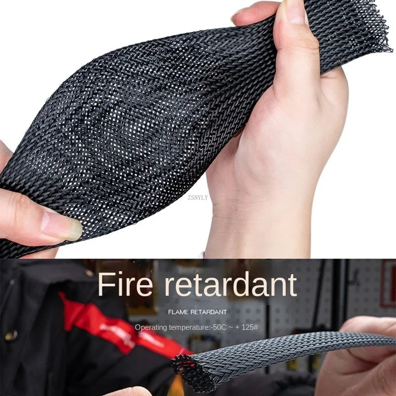 5M/10M Insulated Braid cable Sleeve 10/12/16/20/25mm PET Cable protector Wire Gland Protection Cable Sleeving Shrink Tubing Quake