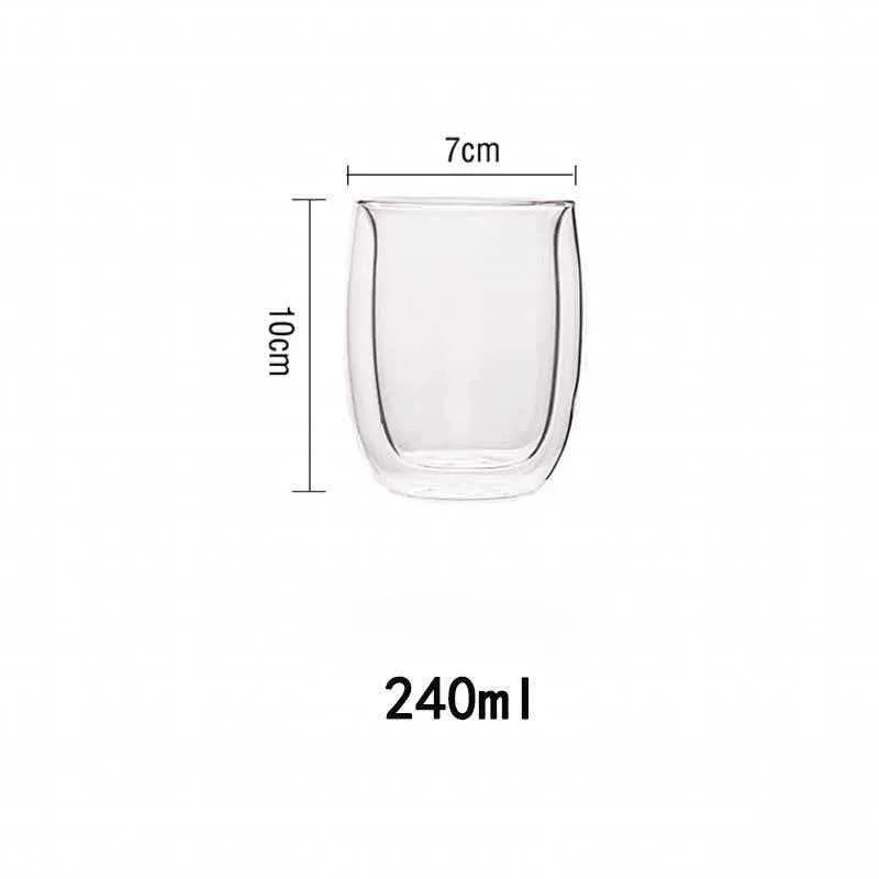 YWDL Glass Coffee Mug High Borosilicate Heat Resistant 240ml/300ml for Coffee Lovers Home Office Gift Clear Cup Reusable Quake 240ml 201-300ml