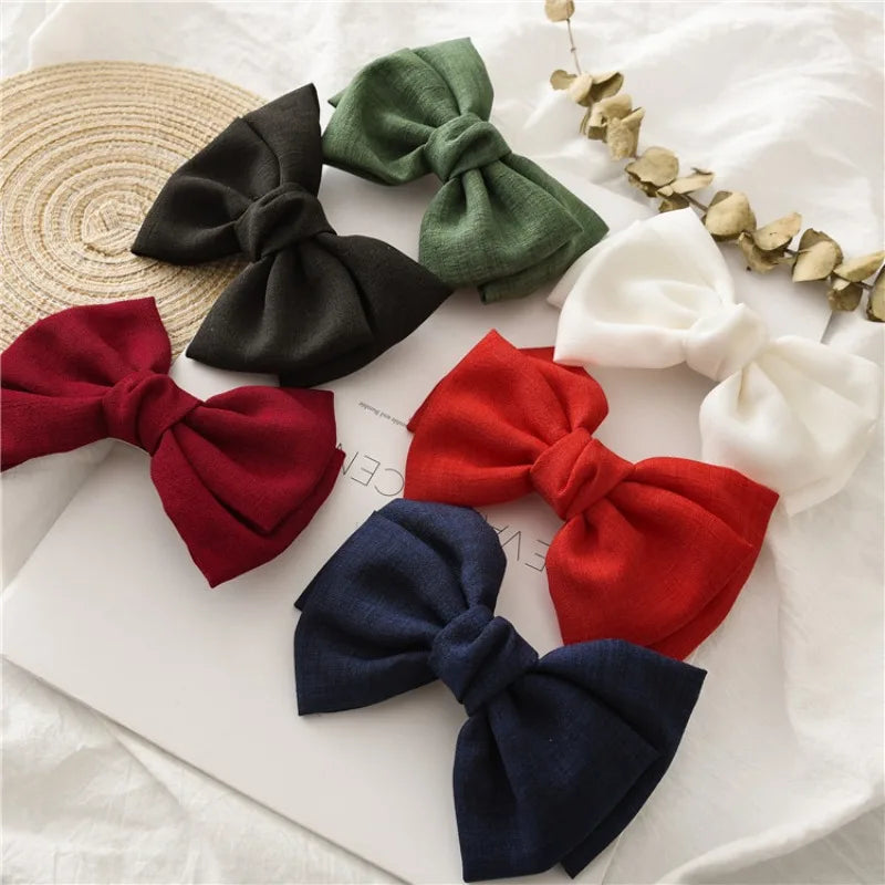 Double Layer Fabric Bowknot Ponytail Clip Sweet Elegant Barrettes Women Girls Simple Solid Color Hairpin Hair Grip Headdress New Quake