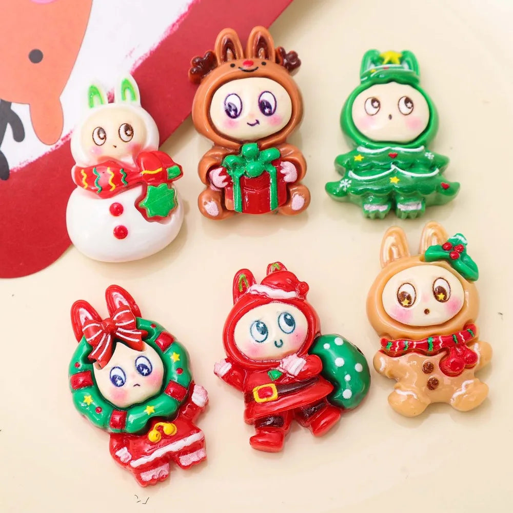 Christmas Resin Doll Cartoon Resin Charms DIY Necklace Bracelet Earrings Keychain Pendant Accessories Festive Gift Decoration Quake