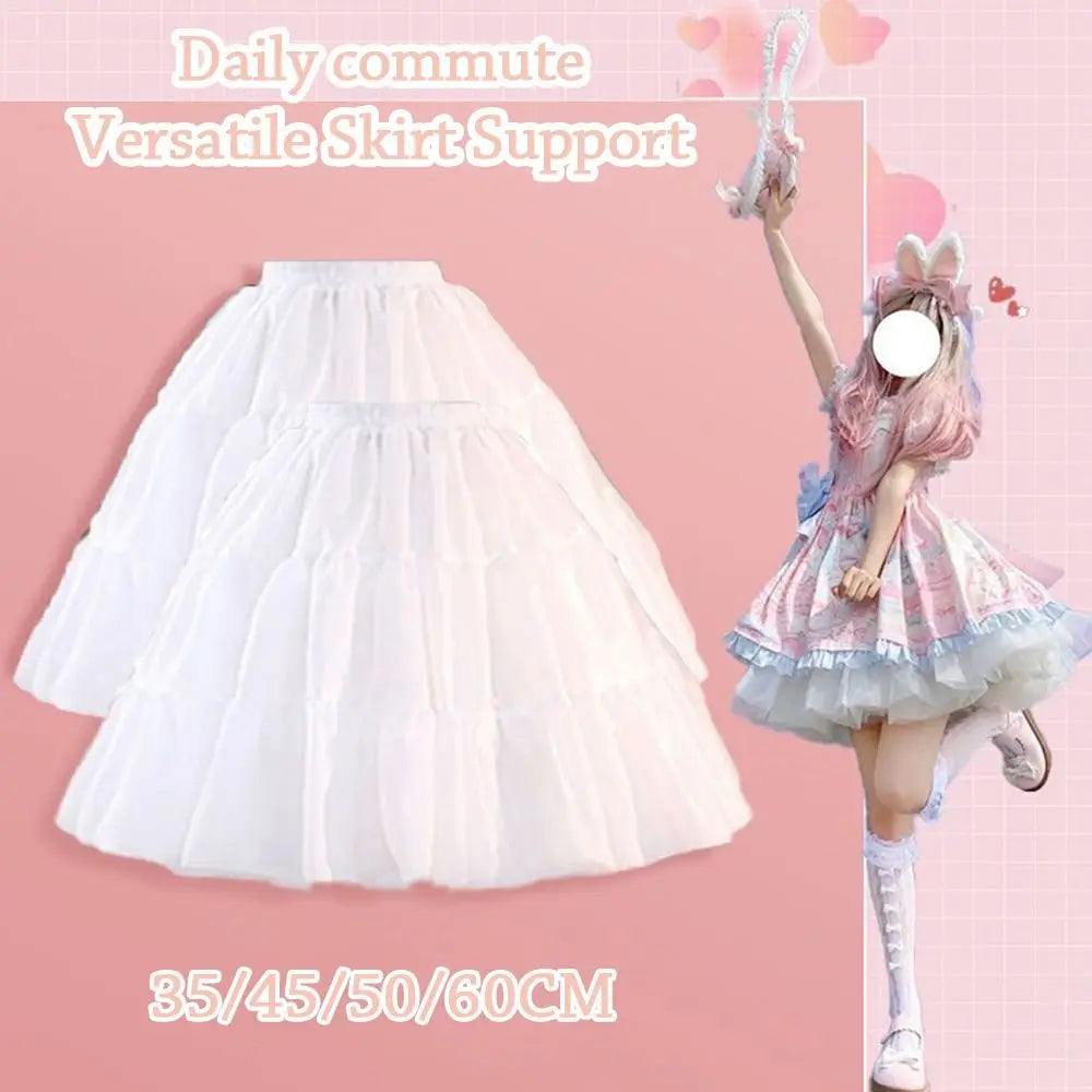 Fashion Without hoop Petticoat White JK Underskirt Crinoline Breathable Cosplay Flower Dress Accessories Quake