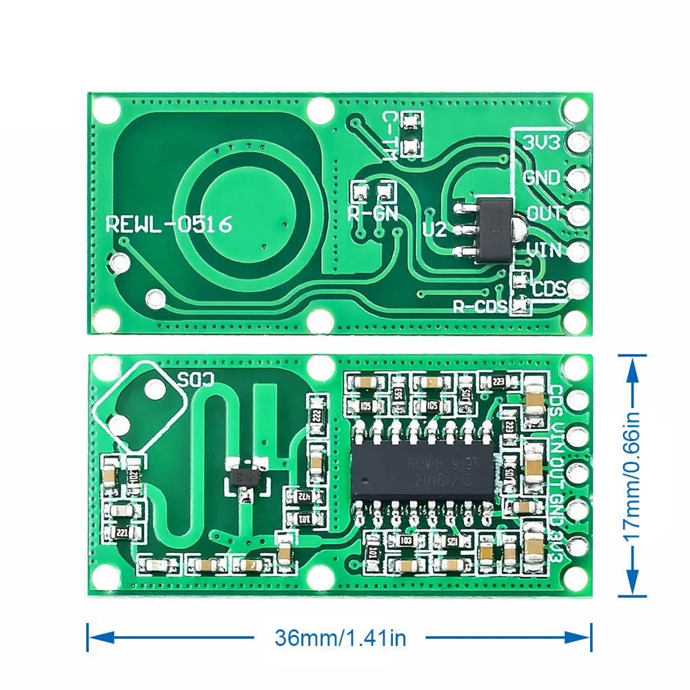 10pcs RCWL-0516 Microwave Radar Motion Sensor Module Human Body Induction Intelligent Module Output 3.3V 8M Distance for Arduino Quake