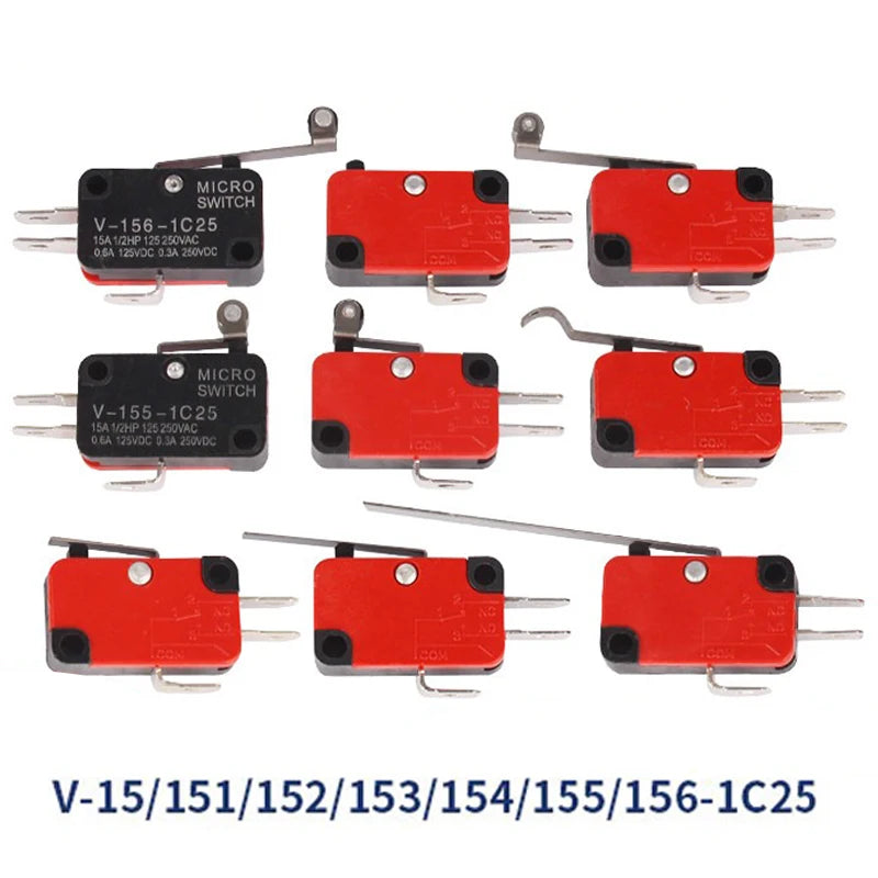 Small Travel Limit Switch V-152/156-1C25 Self-resetting 3-pin Miniature Push Button Tactile Microswitch Quake