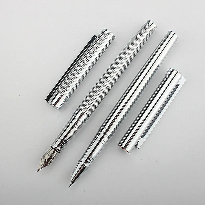 Jinhao 126 Silver Business Office EF/ F Nib Fountain Pen Student School Stationery Supplies Ink Calligraphy Pen PK35 Quake