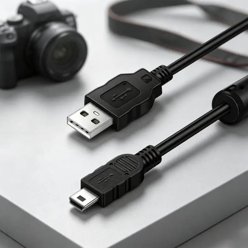USB-A to 5-Pin Mini-USB Camera Cable with Molded Strain Relief and Black PVC Covering for IFC-400PCU Photo and Video K1KF Quake