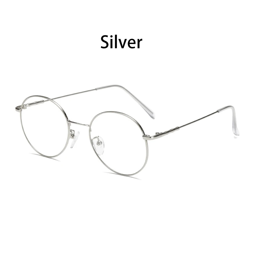 High-definition Blue Light Blocking Glasses Women Men Fashion Classic Metal Round Computer Goggles Anti Blue Rays Nerd Eyewear Quake Silver