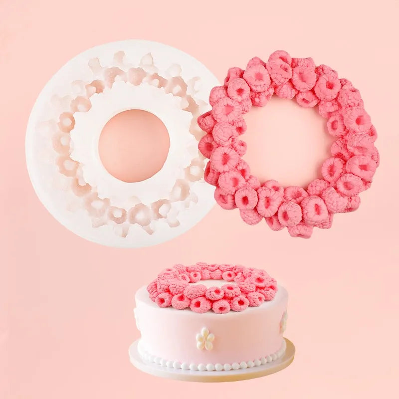 DIY Handmade Soap Raspberry Ring Silicone Mold Chocolate Mousse Cake Decoration Silicone Mold Quake