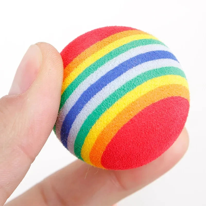 Rainbow Cat Toys Ball Interactive Cat Dog Play Chewing Rattle Scratch Ball Training Balls Pet Toys Supplies Quake