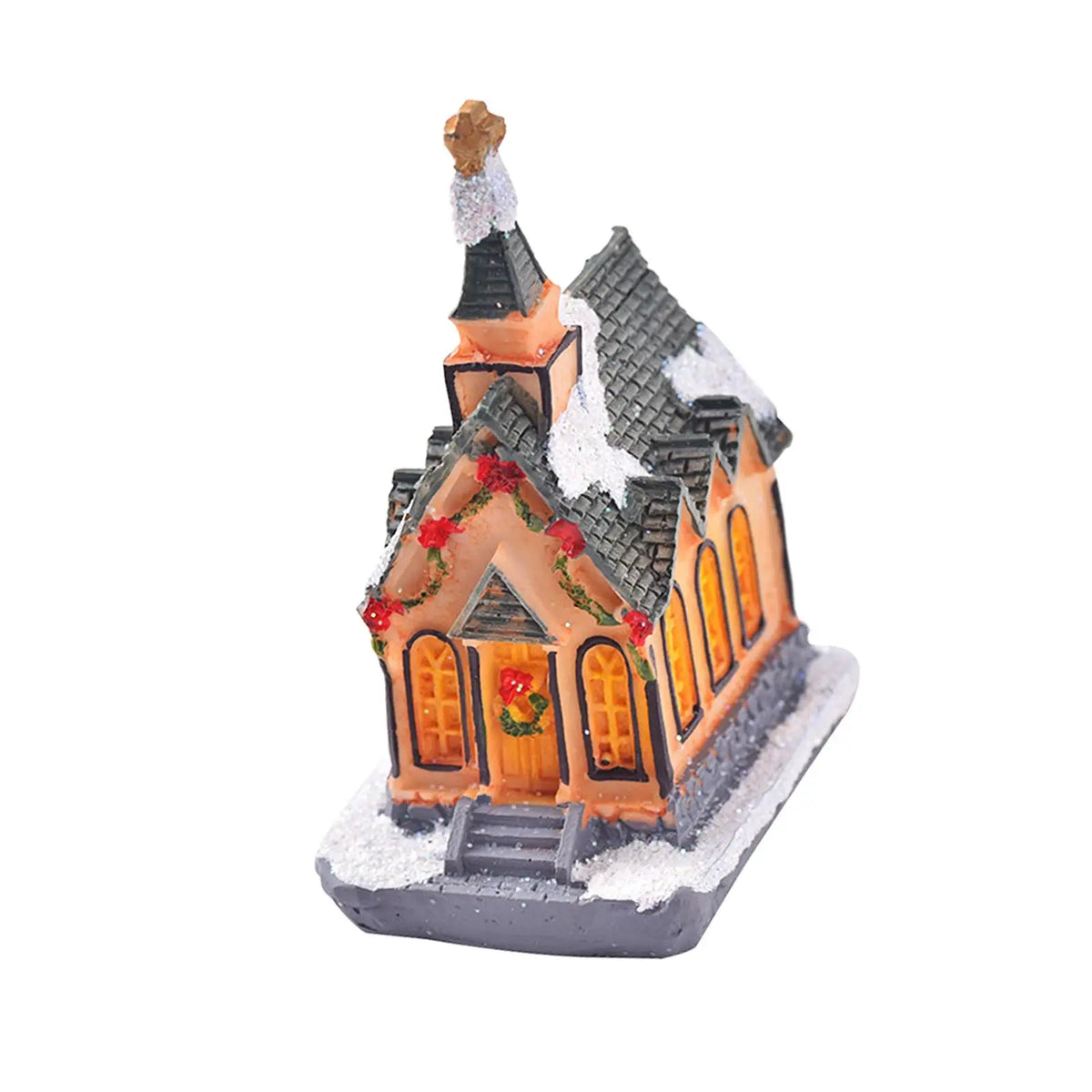 Light up Christmas Village House Decoration Miniature Landscape Desktop Ornament Quake StyleA