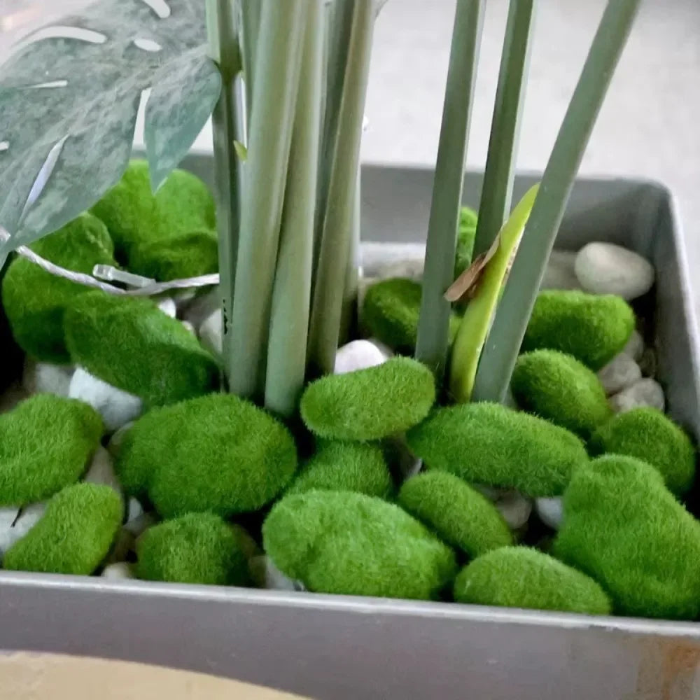 50/5PCS Artificial Foam Moss Rocks Fake Green Moss Stone Micro Landscape DIY Crafts for Home Garden Flower Pot Decoration Stone Quake
