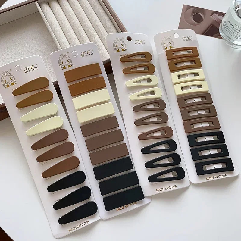 Women's BB Hair Clips Milk White Coffee Bangs Side Scrunchies Hairpins Broken Hair Fixed Clip Back Head Clips Headwear 10pcs/set Quake