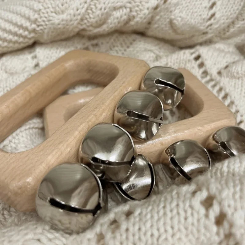 Wooden Hand Bell Shaker Baby Rattle Montessori Musical Toys Wood Musical Instruments Toy Instruments for Toddler Learning Quake