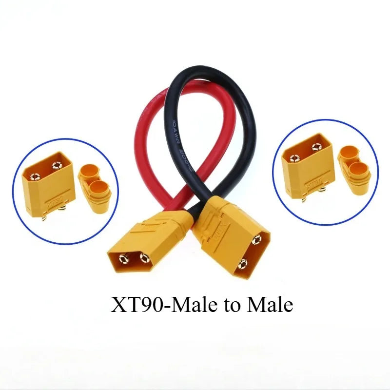 High Current XT90 Female Male To45A Pure Copper Connector Cable Mobile Energy Storage Wire For RV Off‑Grid Lithium Battery Power Quake XT90-M to M 12AWG 5M