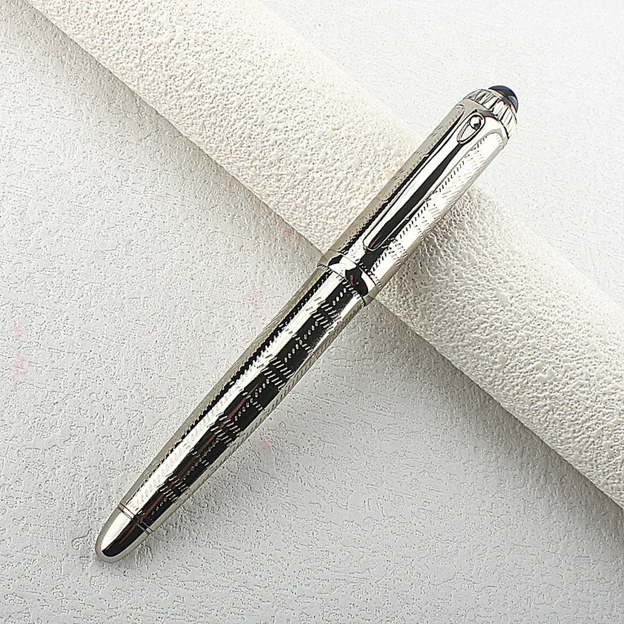 Silver Engraved Metal Rollerball Pen Luxury Business Signature Ballpoint Pen Office Writing Gift Pen Quake