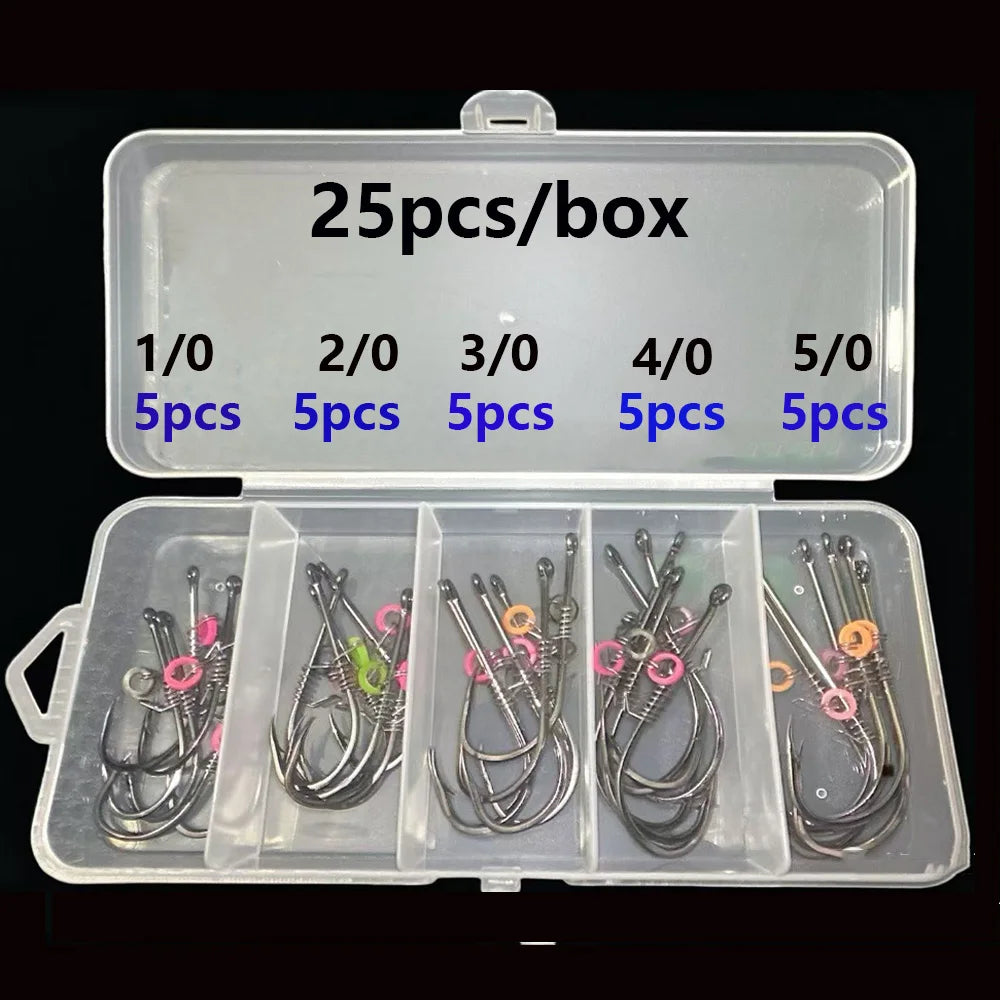 25pcs/Box Shrimp Back Hook Spring Live Shrimp Rigged Ready-Made Lure for Sea Bass and Rockfish Fishing, 1/0-5/0hook Quake 25pcs1box