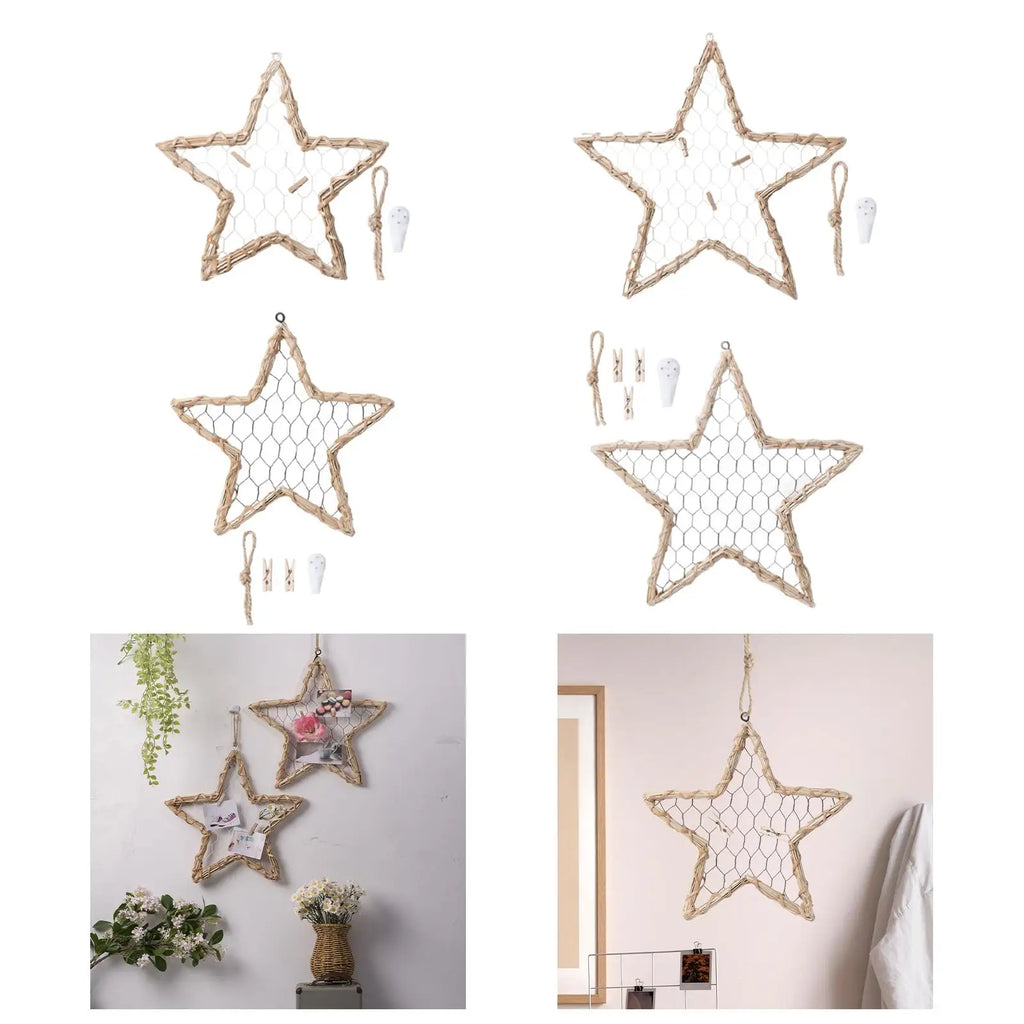 Wall Grid Panel Stars Shaped Weaving Holder for Entrances Living Room Office Quake