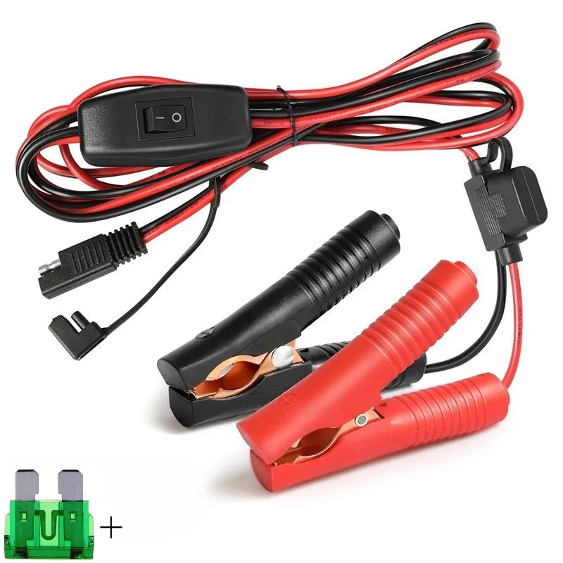 10/12AWG SAE Alligator Clip Harness 12V Quick Break Power Cord with On‑Off Switch and Fuse Protection for Solar Battery Charging Quake type4 10AWG 1M