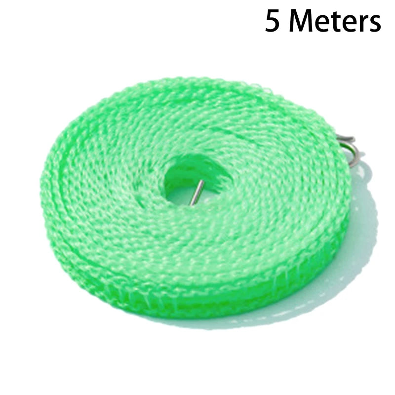 5/10Meters Portable Clothesline for Outdoor Indoor Home Travel Air Drying Rack for Clothes , Windproof Quake 5 Meters Green