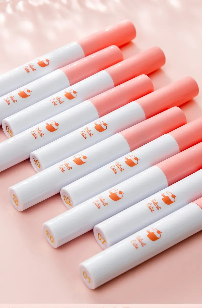 Matte Non-Stick Cup Lip Gloss 10 Sticks Cigarette Tube Lip Glaze Set Liquid Lipstick Velvet European and American Makeup Quake
