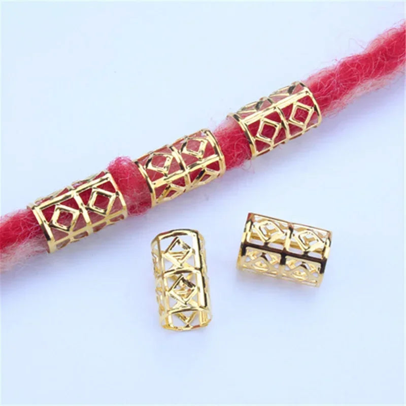 Hair Braided Wig Jewelry Hair Extension Rings Buckle Metal Hollow Out Iron Flower Tube Hair Ring Buckle Headdress Styling Rings Quake
