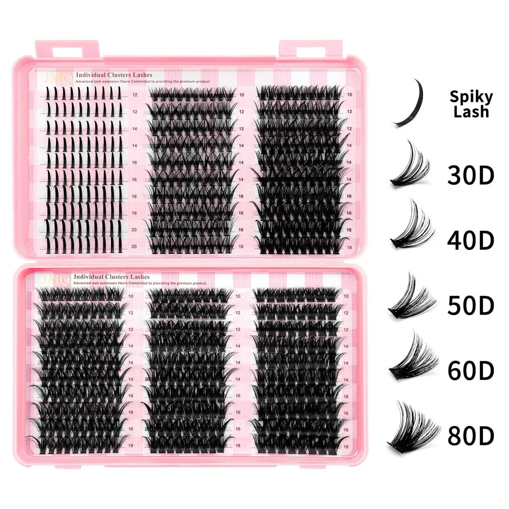 9-16mm Length False Eyelashes Natural Look Wispy Style DIY Lash Extension Kit Fluffy Clusters Volume Fans Fake Eyelash Quake 30D-40D-50D-60D-80D