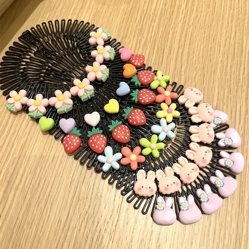 Children Y2k Star Colorful Broken Hair Comb Headband Hair Clip Bear Cute Headdress Sweet Princess Girls Elongated Hair Accessory Quake