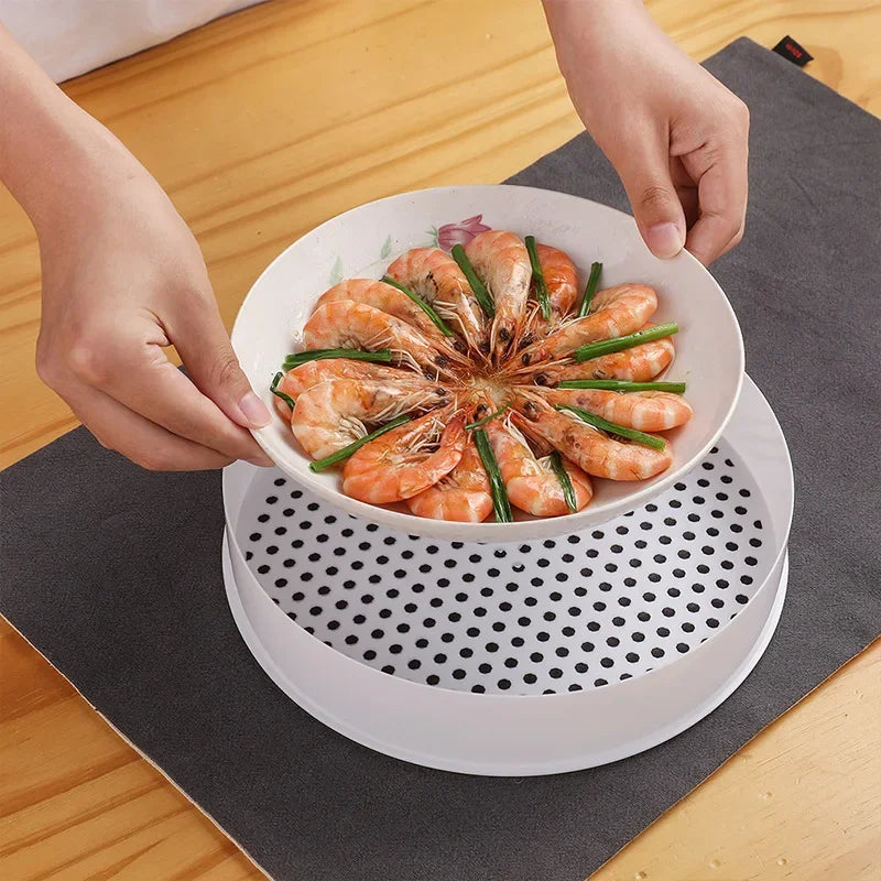 Double Plastic Steamer Microwave Oven Circular Covered Steamer Stackable Rice Cooker Steamer Grille Kitchen Cooking Accessories Quake