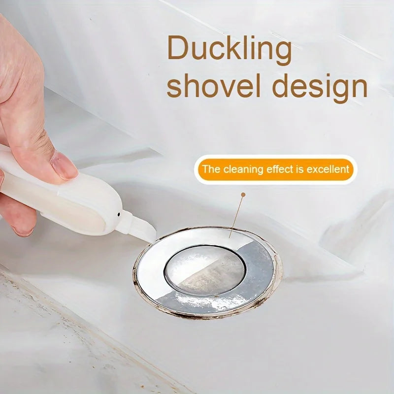 2-in-1 Cute Duck Shaped Double-head Design Cleaning Clip Dust Stain Removal Shovel - Bathroom Cleaner Tool With Drainage Hole Quake