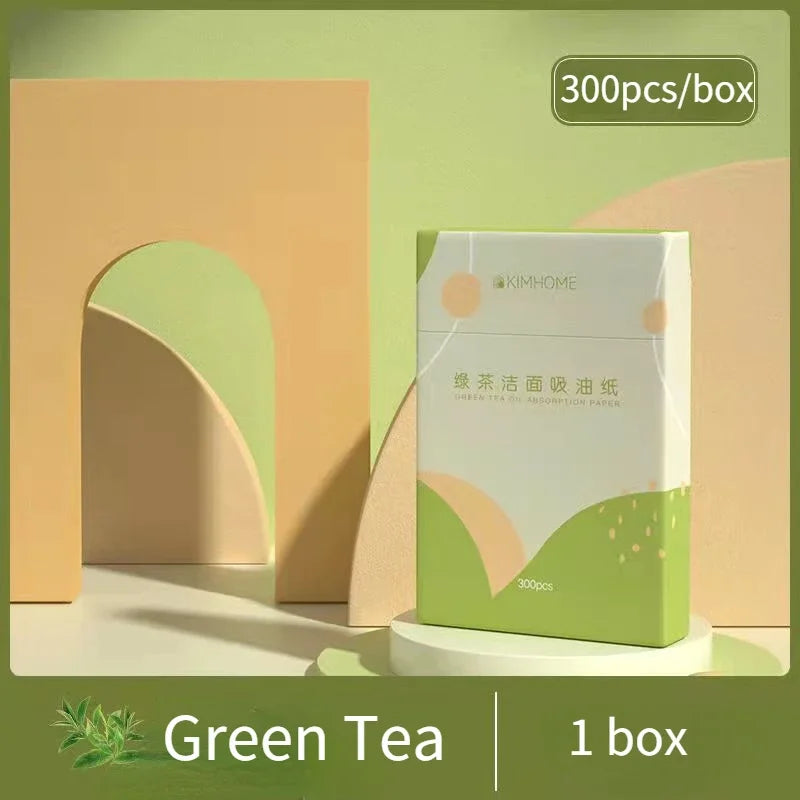 300Sheets Green Tea Facial Oil Blotting Sheet Makeup Paper Absorbent Women Face Control Paper Oil Cleansing Cosmetic Tool Quake No.3 300pcs